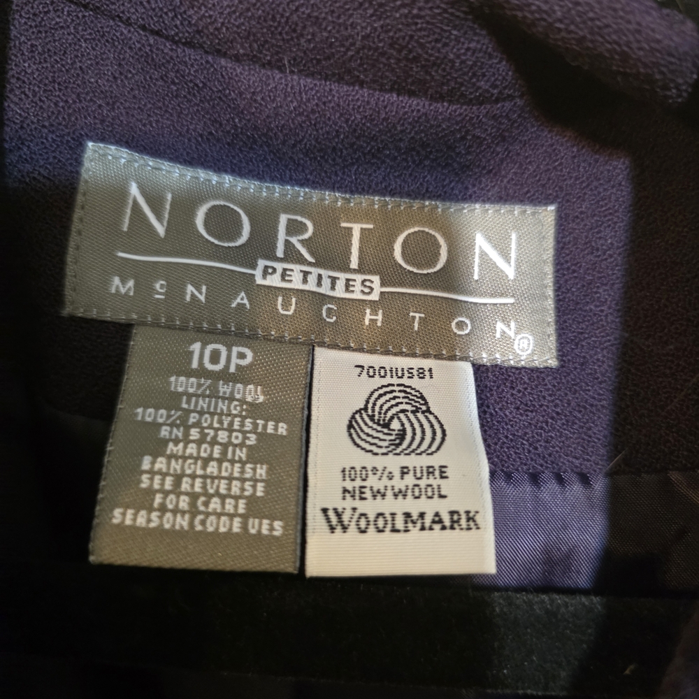 Norton McNaughton Petite Wool Blend Blazer 10P Deep Eggplant Purple‎ - Picture 2 of 6